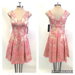 Brand new w/ Tag Aidan Mattox apricot/nude v neck fit and flare cocktail dress